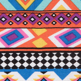 Orange/Blue Geometric Stripes Printed Rayon Woven