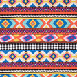 Orange/Blue Geometric Stripes Printed Rayon Woven