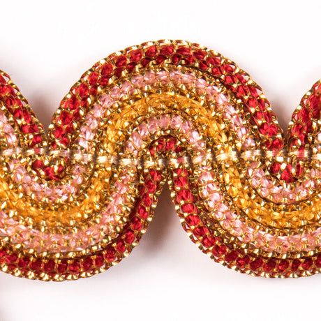 Metallic Gold/Red Braided Ric Rac - 1"