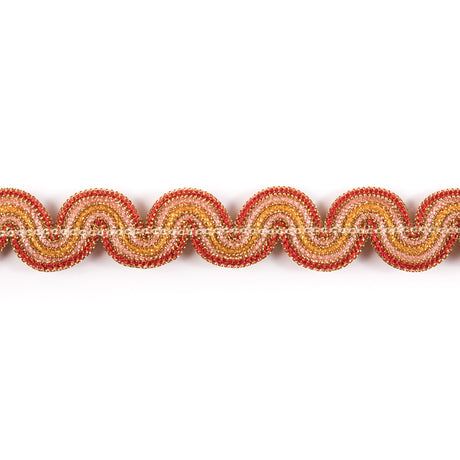 Metallic Gold/Red Braided Ric Rac - 1"