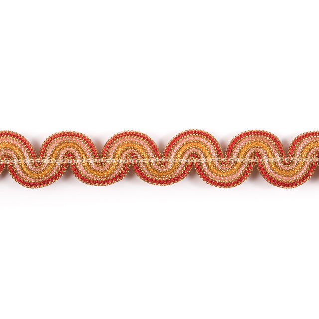 Metallic Gold/Red Braided Ric Rac - 1"