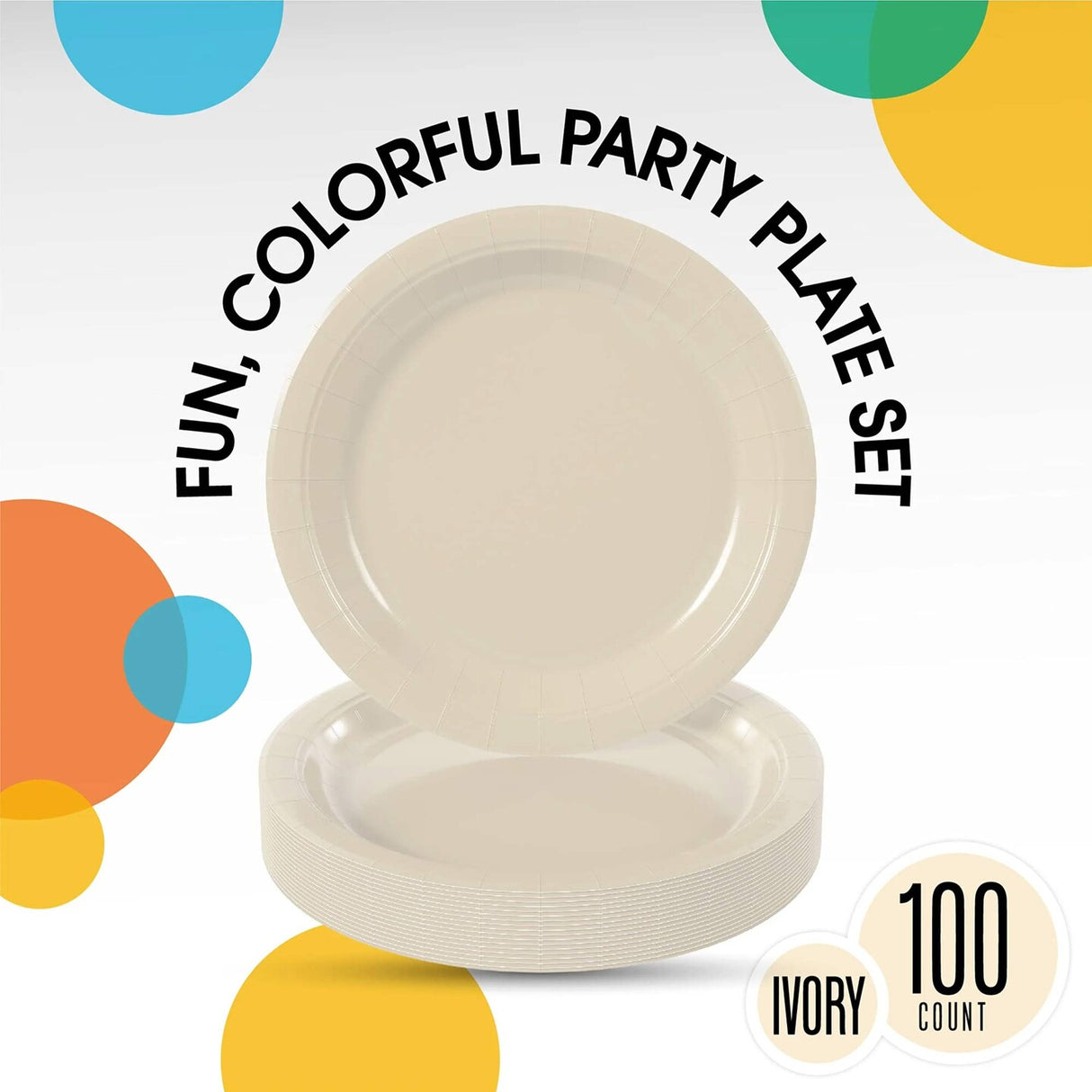 100 Count Ivory Paper Plates 7 Inch – Sturdy Disposable Party Plates for All Occasions