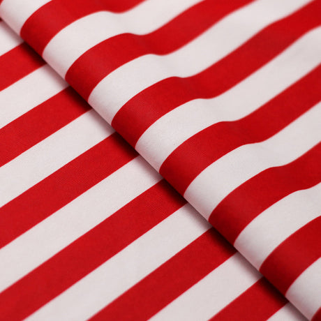Classic Tricot Stripes Polyester Spandex Fabric - Wide Stripe Print, Black/White, Navy/White, Red/White, Turquoise/White, 58/60" Width (1 Yard)