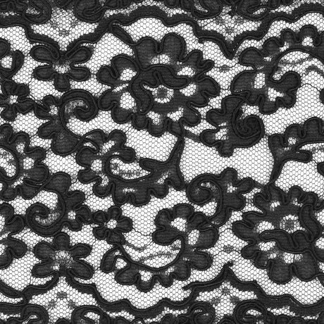 Black Corded Lace Trim - 7.25"