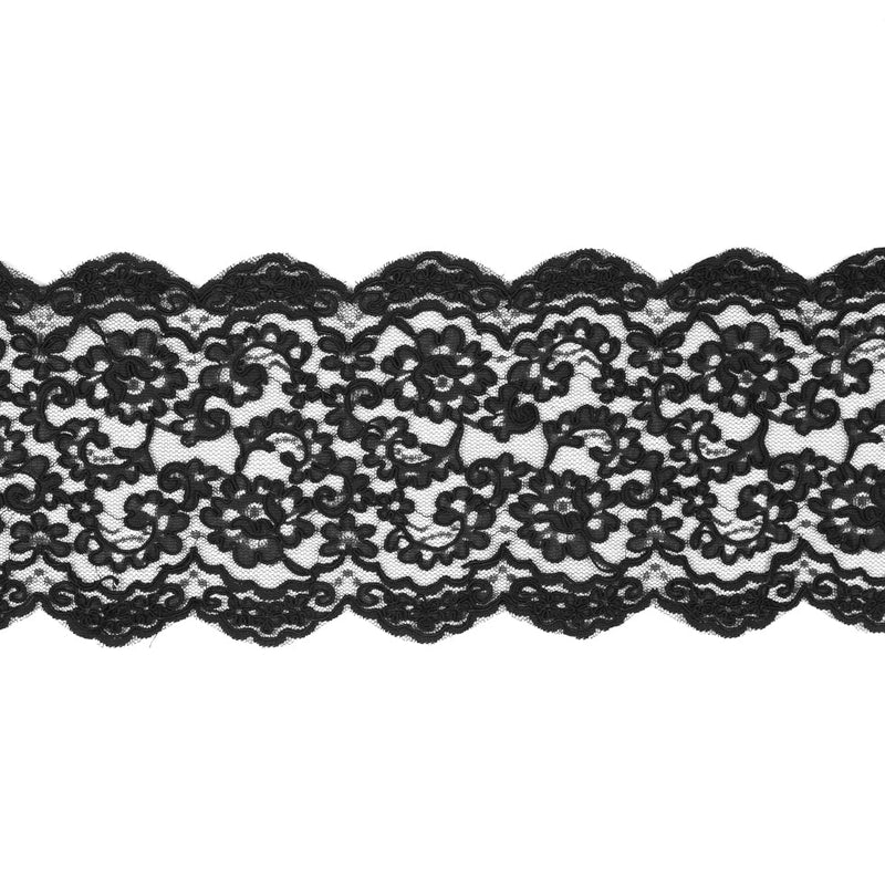 Black Corded Lace Trim - 7.25"