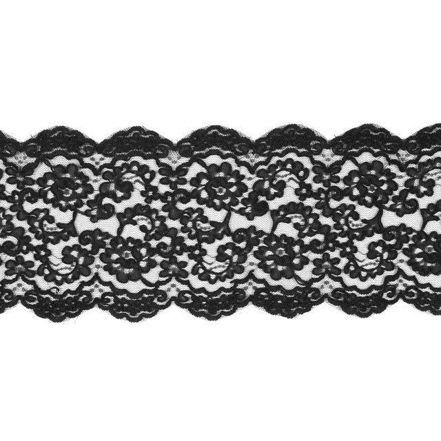 Black Corded Lace Trim - 7.25"