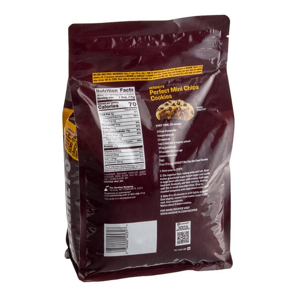HERSHEY'S Semi-Sweet Mini 4M Chocolate Baking Chips 5 lb. Resealable Bag - 6/Case