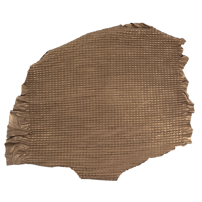 Small Brown Quilted Lamb Hide w/ Black Knit Backing