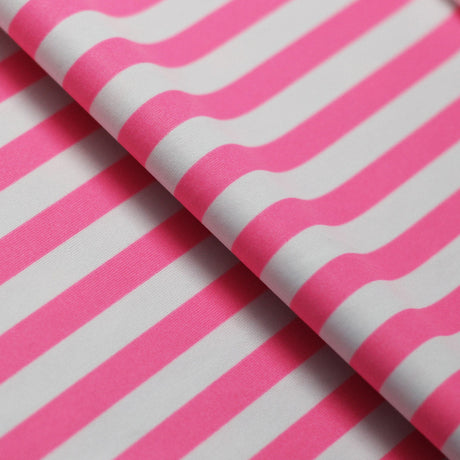 Candy Dots And Stripes Polyester Spandex Fabric - Pastel Pink, Aqua And White, Polka Dots And Stripes, 58/60" Width (1 Yard)