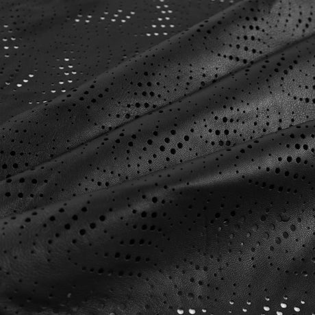 Medium Black Abstract Perforated Lamb Leather