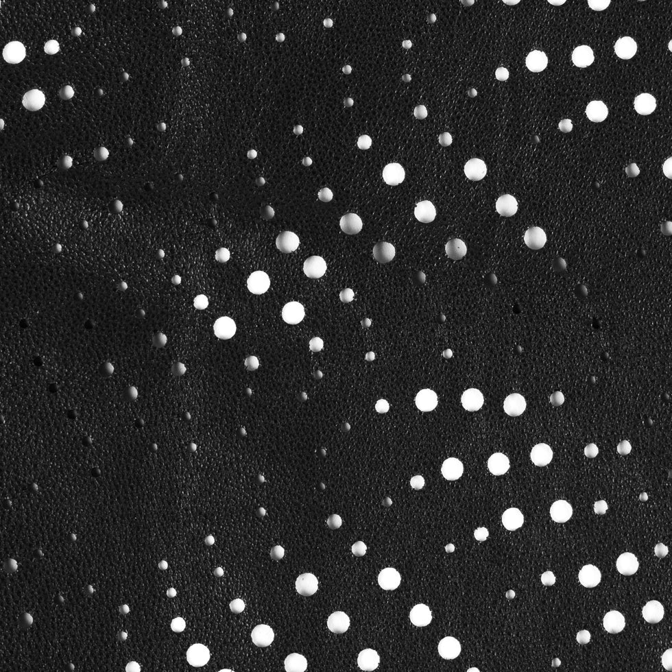 Medium Black Abstract Perforated Lamb Leather