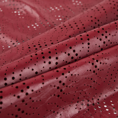 Small Brick Red Abstract Perforated Lamb Leather