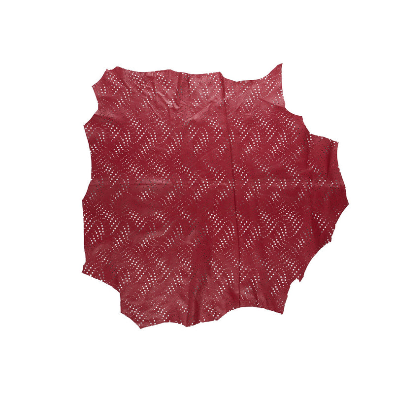 Small Brick Red Abstract Perforated Lamb Leather
