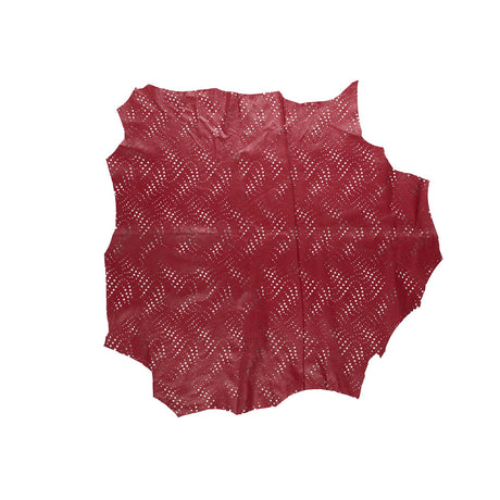 Small Brick Red Abstract Perforated Lamb Leather