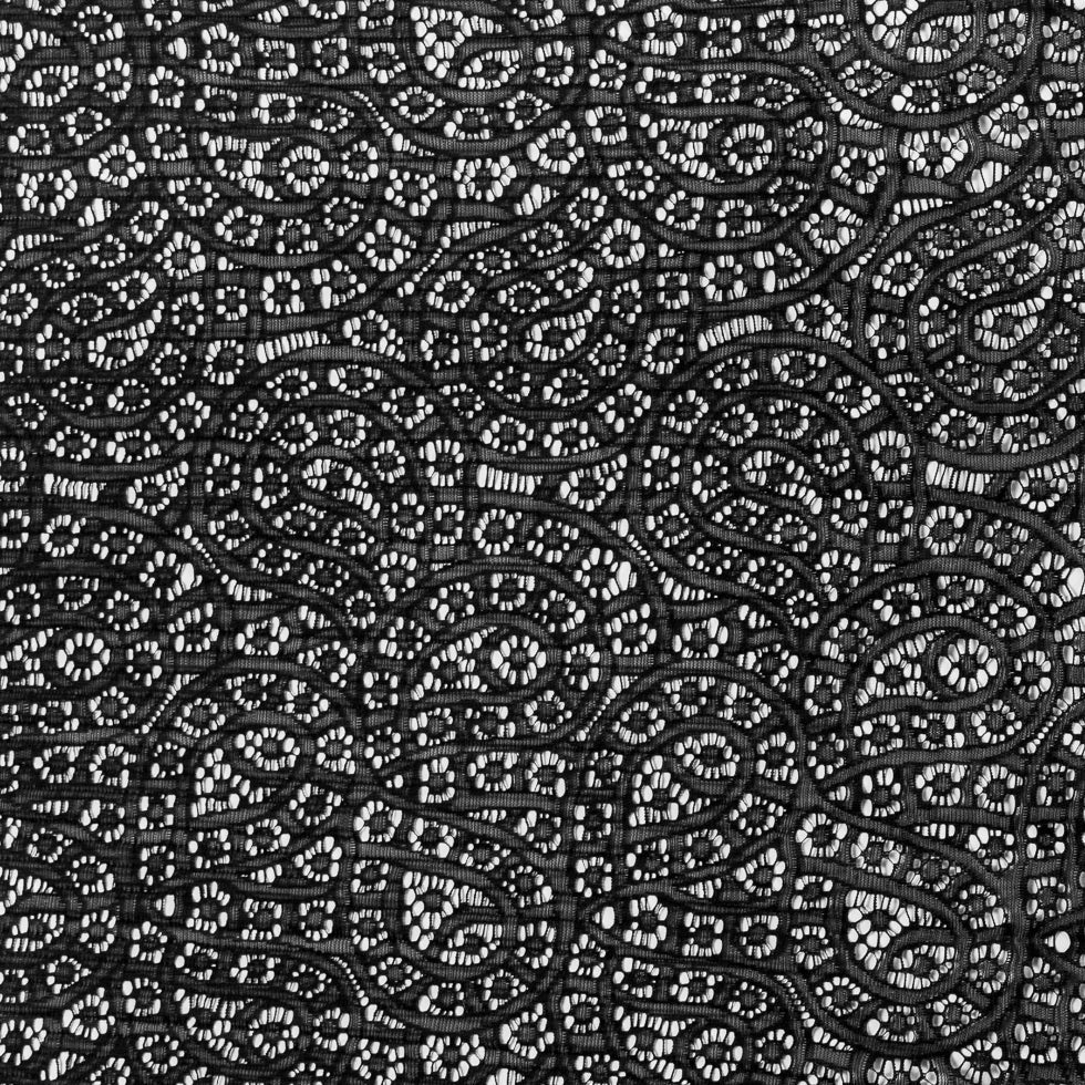 Black Pleated Novelty Lace