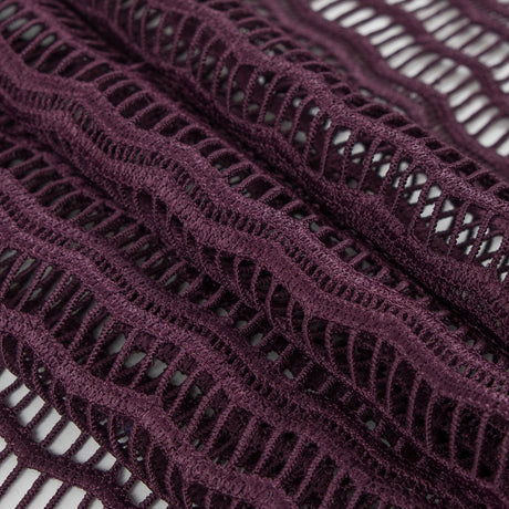 Guipure Lace with Finished Edges - Plum Novelty Stripes