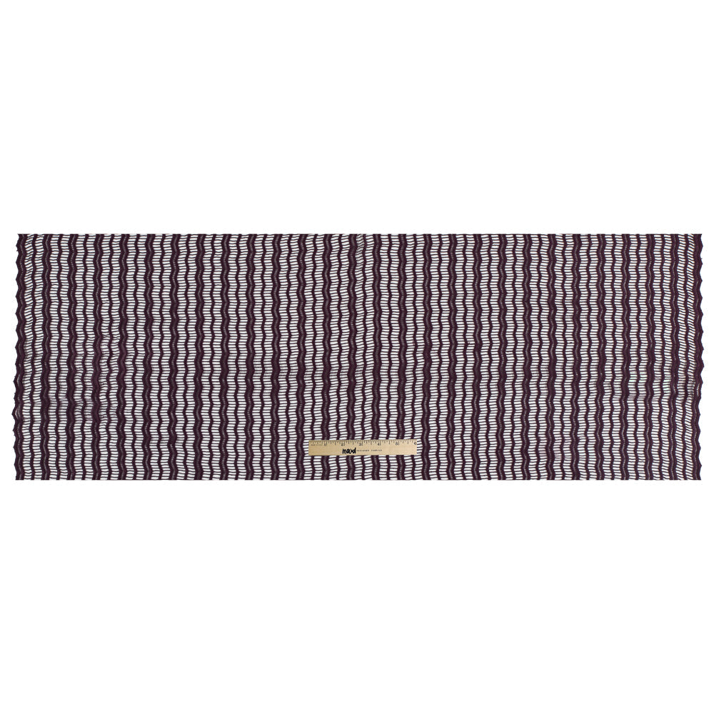 Guipure Lace with Finished Edges - Plum Novelty Stripes