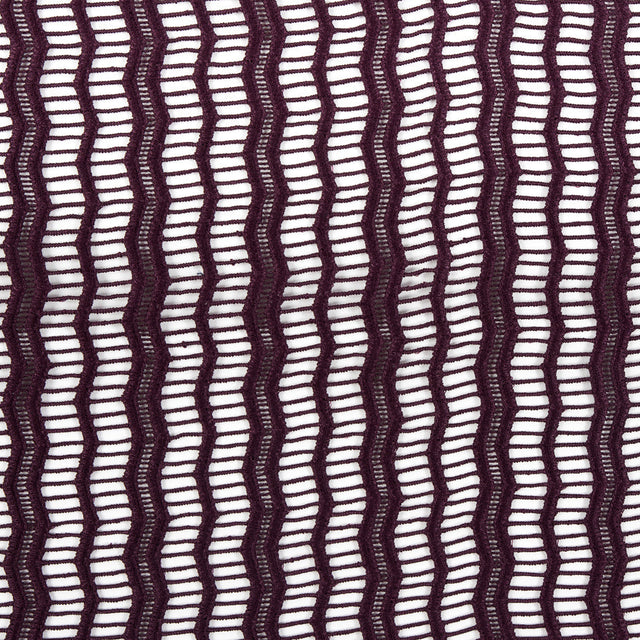 Guipure Lace with Finished Edges - Plum Novelty Stripes