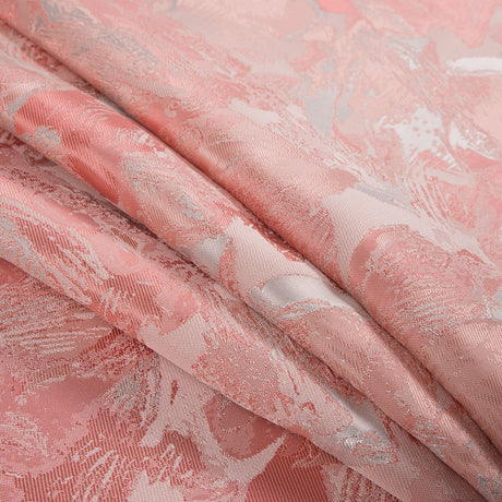Metallic Silver/Pink Abstract Jacquard/Brocade