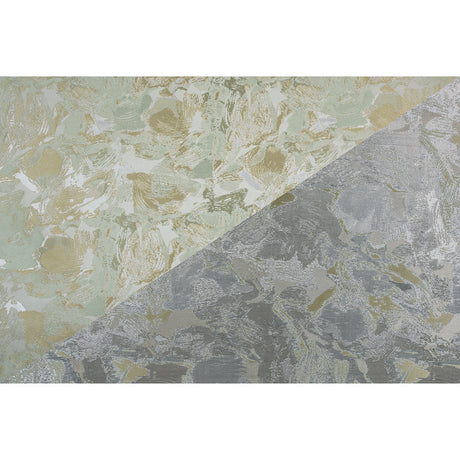 Metallic Silver/Green Abstract Jacquard/Brocade