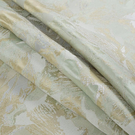 Metallic Silver/Green Abstract Jacquard/Brocade