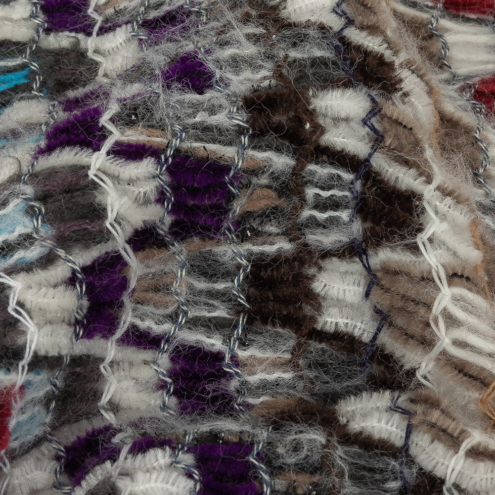 Italian Purple, Brown and White Multicolor Soft Flamestitch Wool Knit
