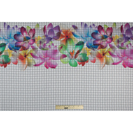 Italian Rainbow Floral Printed Novelty Geometric Laser-Cut Panel