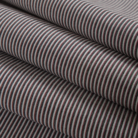 Red/Black/White Raised Shadow Stripes on Stretch Cotton Woven