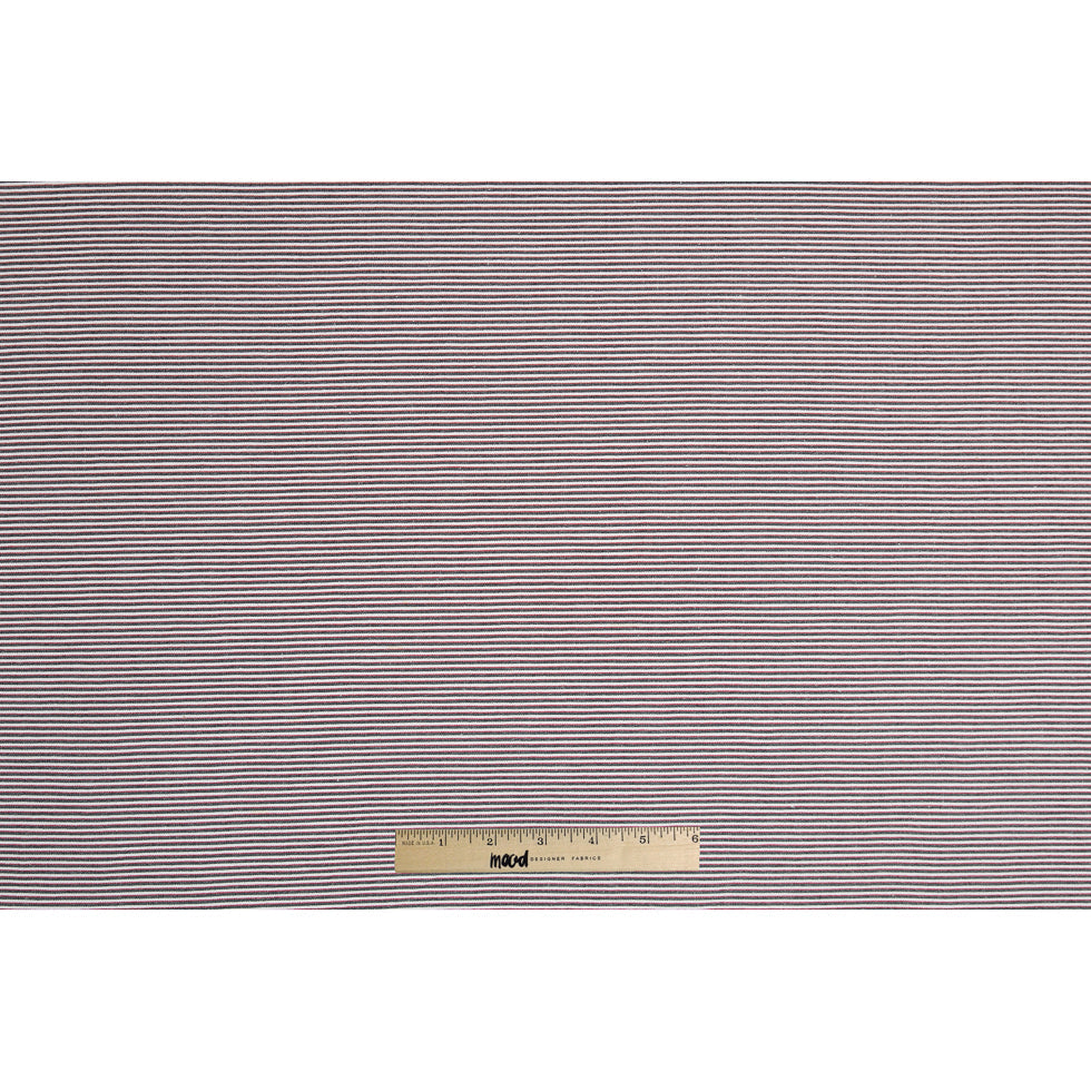 Red/Black/White Raised Shadow Stripes on Stretch Cotton Woven