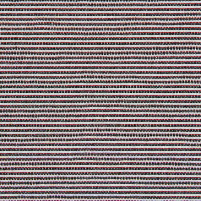 Red/Black/White Raised Shadow Stripes on Stretch Cotton Woven