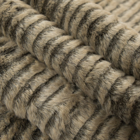 Beige/Gray Striped Faux Fur