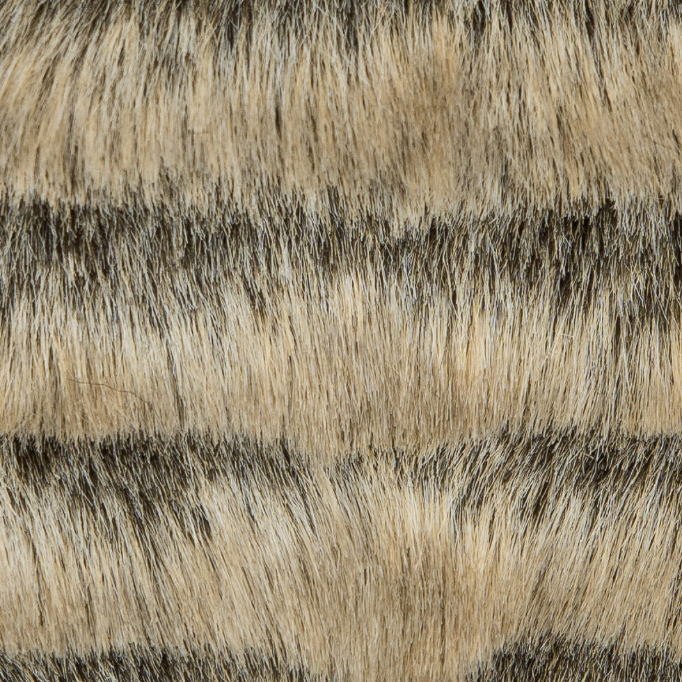 Beige/Gray Striped Faux Fur