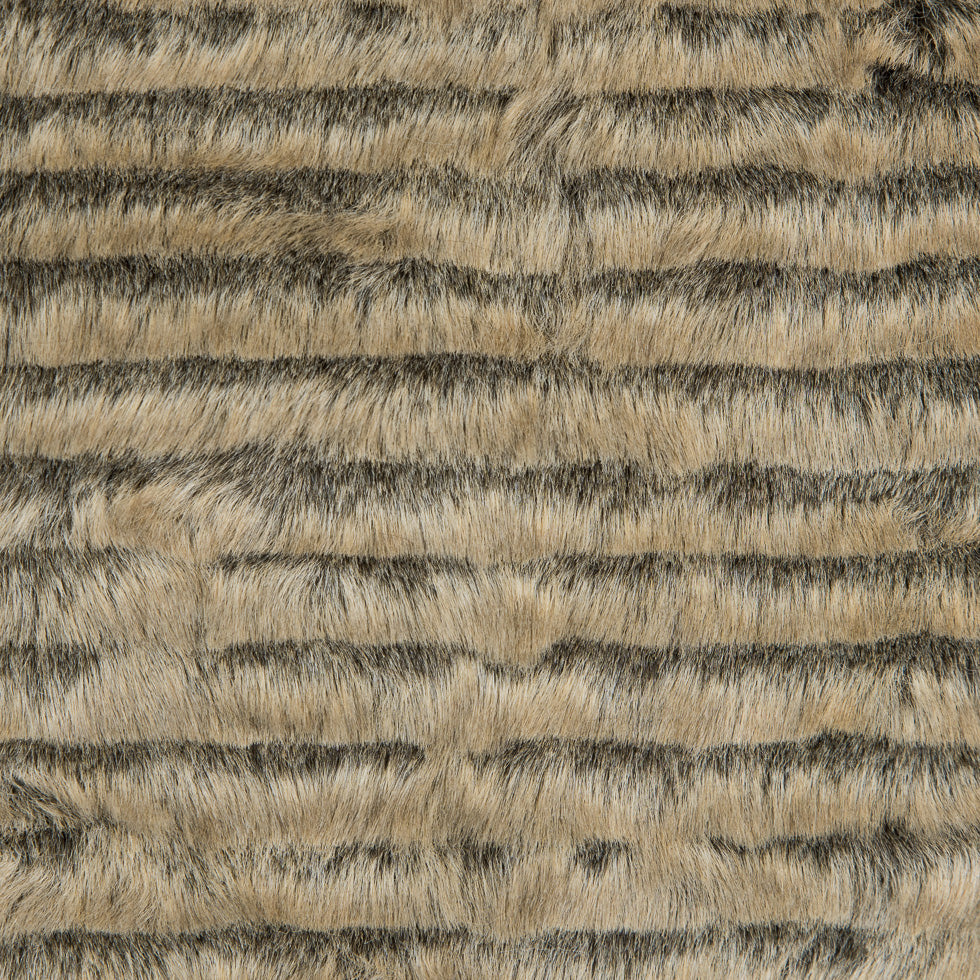 Beige/Gray Striped Faux Fur