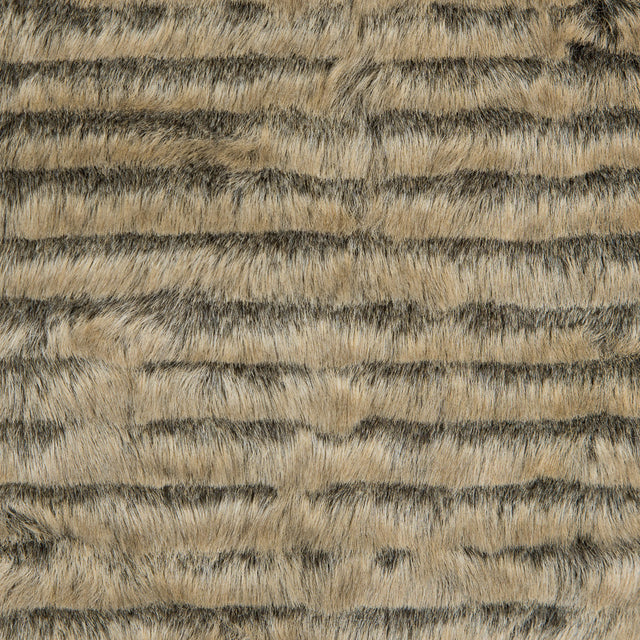 Beige/Gray Striped Faux Fur