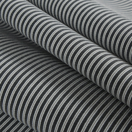 Black/White/Gray Striped Stretch Cotton Woven