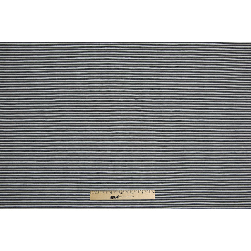 Black/White/Gray Striped Stretch Cotton Woven