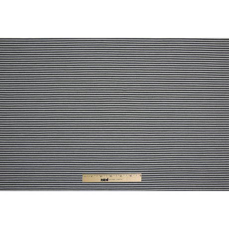 Black/White/Gray Striped Stretch Cotton Woven
