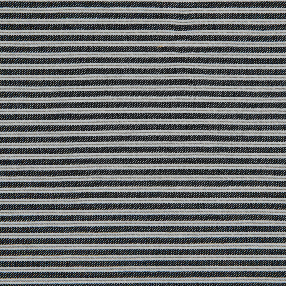 Black/White/Gray Striped Stretch Cotton Woven