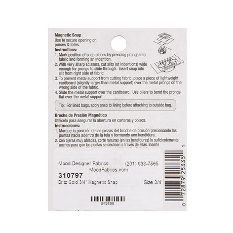 Dritz 3/4 Gold Magnetic Snaps