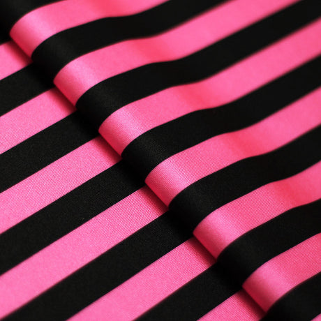Lucky Stripes Polyester Spandex Fabric - Multi Stripe Print, 58/60" Width (1 Yard)