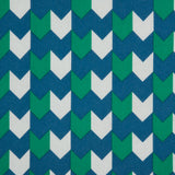 Daphne/Deep Mint/White Striped Chevron Printed Stretch Cotton Voile