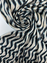 Polyester Sateen Printed Beige Blue