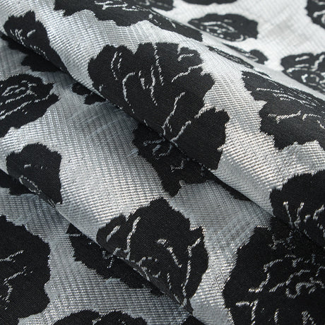 Metallic Silver/Taupe Floral Polyester Brocade