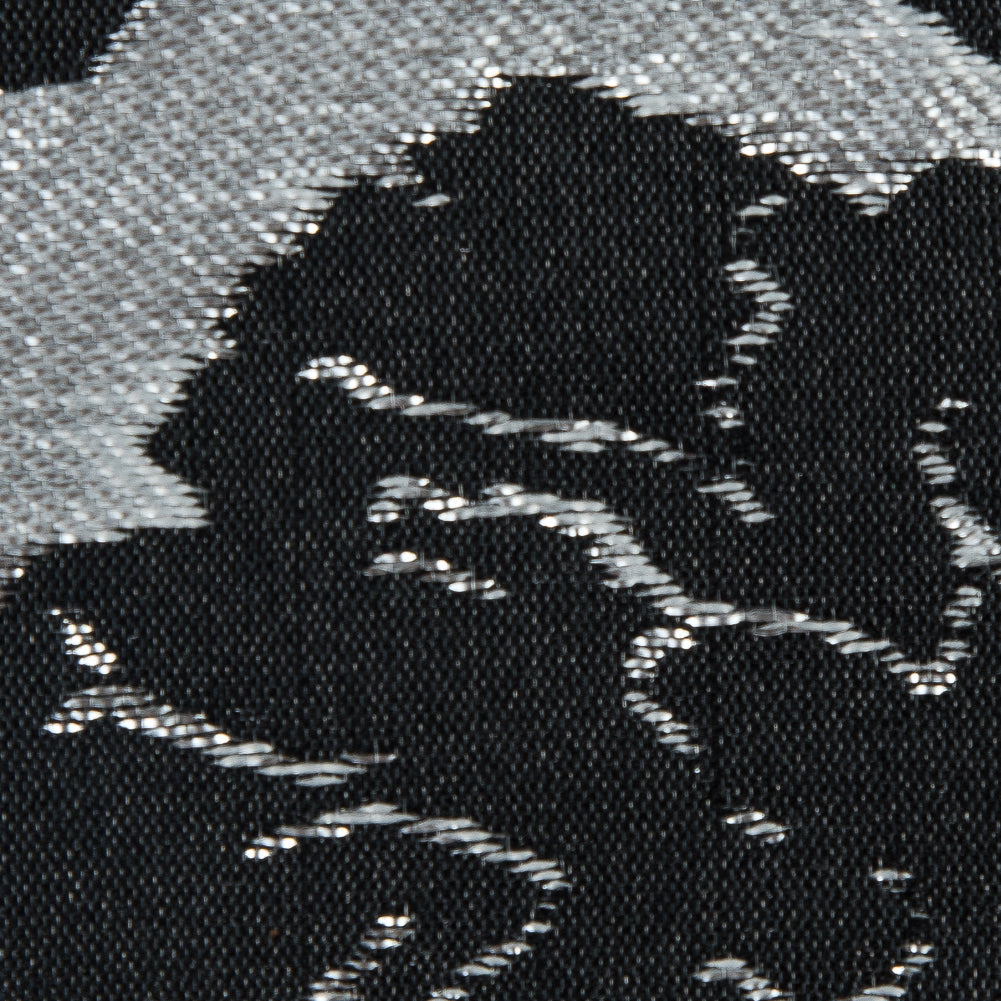 Metallic Silver/Taupe Floral Polyester Brocade