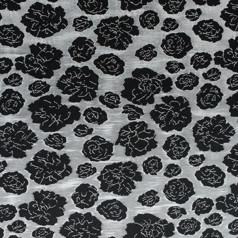 Metallic Silver/Taupe Floral Polyester Brocade