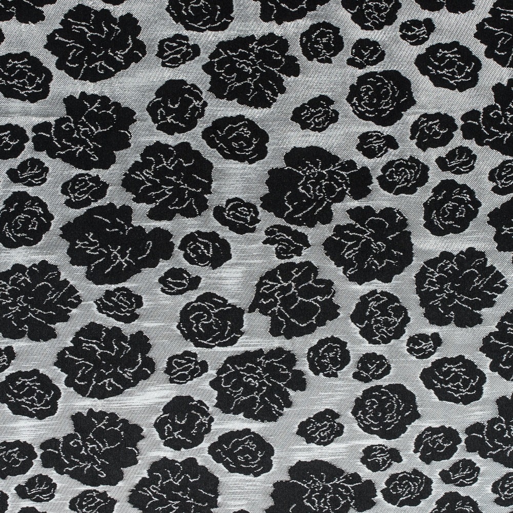 Metallic Silver/Taupe Floral Polyester Brocade