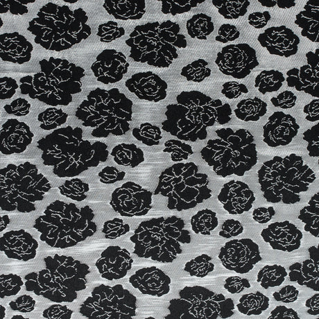Metallic Silver/Taupe Floral Polyester Brocade