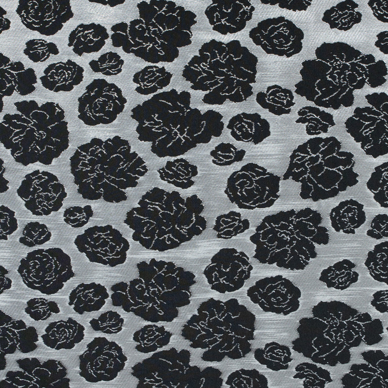 Metallic Silver/Pink Floral Polyester Brocade
