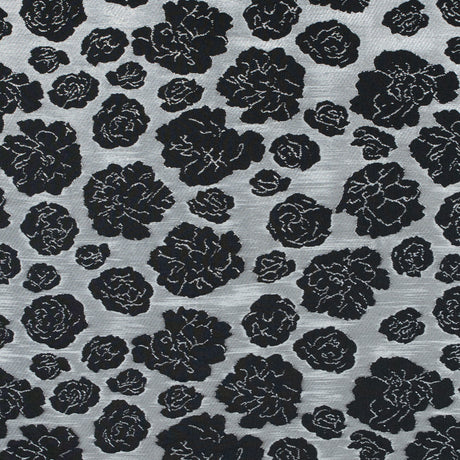 Metallic Silver/Pink Floral Polyester Brocade