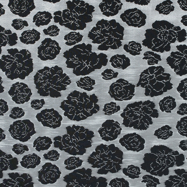 Metallic Silver/Pink Floral Polyester Brocade
